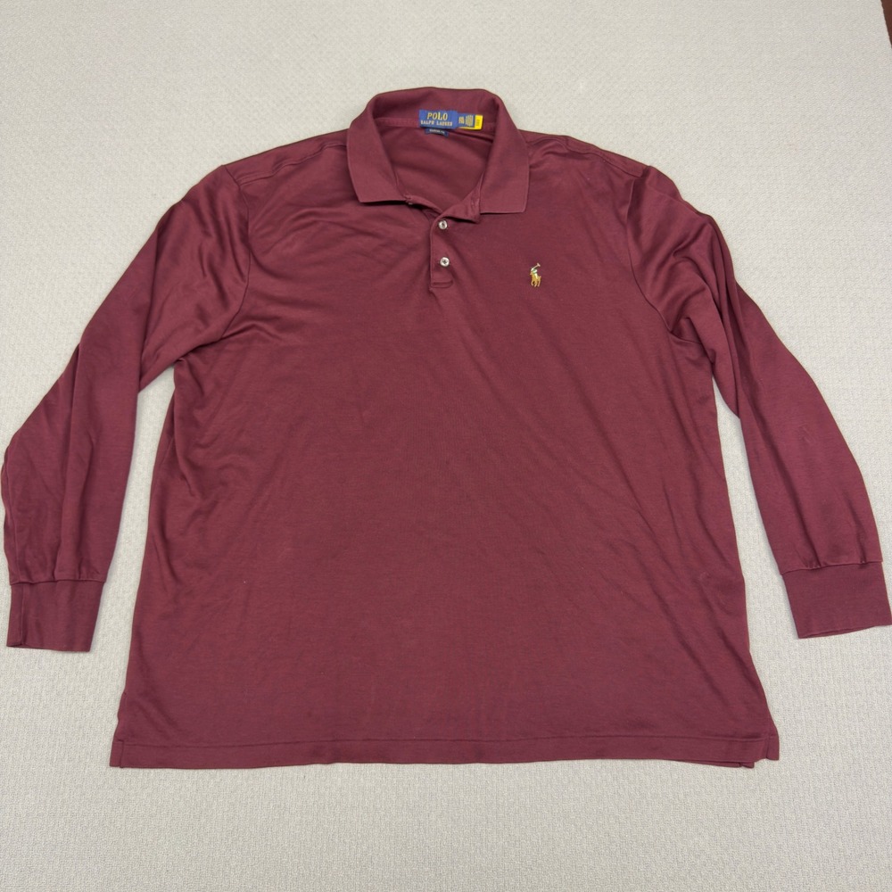 Polo Ralph Lauren Shirt Mens XXL Red Burgundy Long Sleeve Preppy Coastal Casual